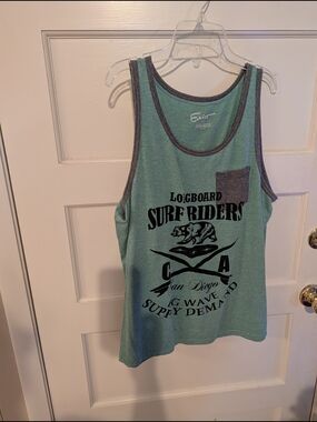 Exist Men’s Seafoam Green Tank Top with Charcoal Trim & Pocket
